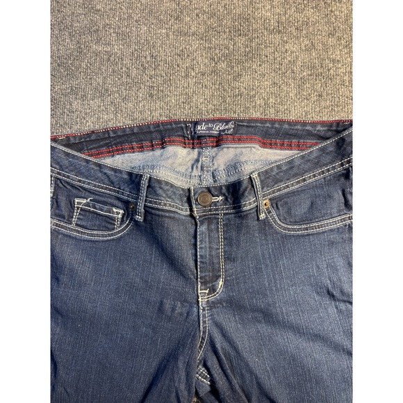 Fade To Blue Premium Jeans Women's 16W Blue Denim Crop Stretch Boho Straight Leg - Picture 2 of 10